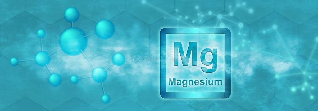 "Kemisk symbol for magnesium (Mg) - et vigtigt mineral der understøtter nervesystemet og energiproduktion i kroppen
